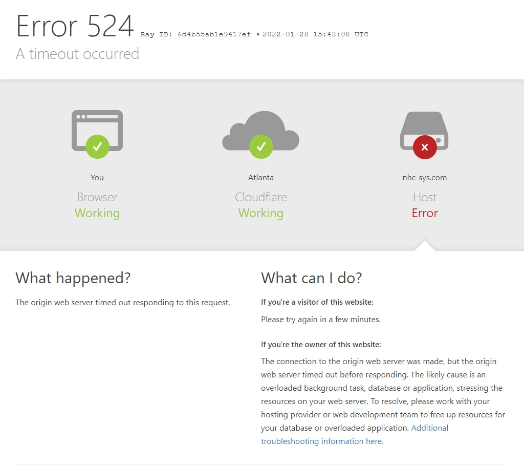 Cloudflare 524 超时错误