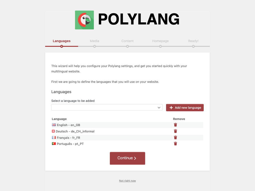 Polylang 设置向导